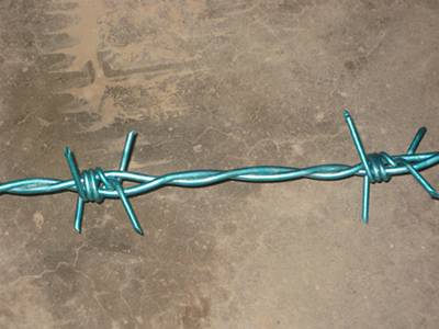 Green PVC coated barbed wire