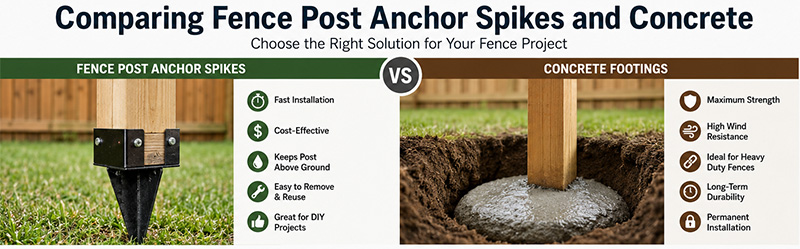 Fence Post Anchor Spikes vs Concrete